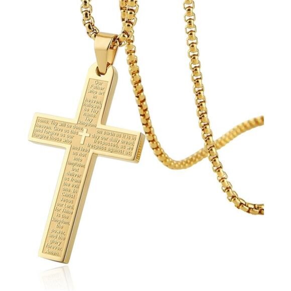Other - Stainless Steel Mens Womens Cross Necklace Gold